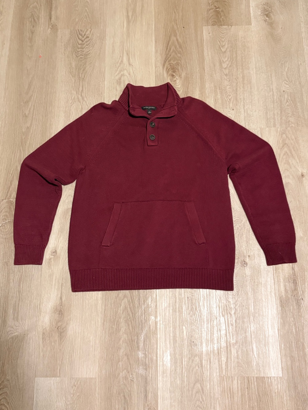 Banana Republic Red Waffle Knit Sweater Mens Size Large Button Up Front Pocket